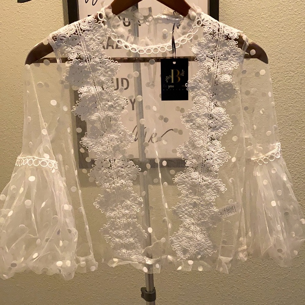 Sheer Bell Sleeve Top 🤍